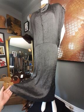 Zara Nwor Elegant Textured Dark Grey Sleeveless Maxi Dress